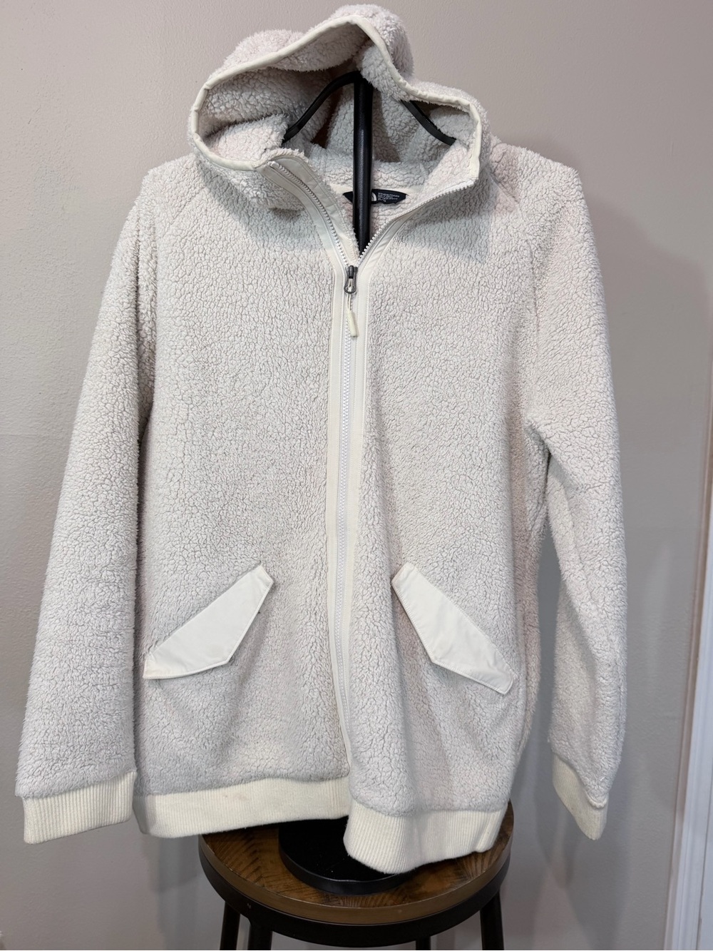 North Face Campshire Women's White Hooded Full Zip Mid-Length Jacket XL